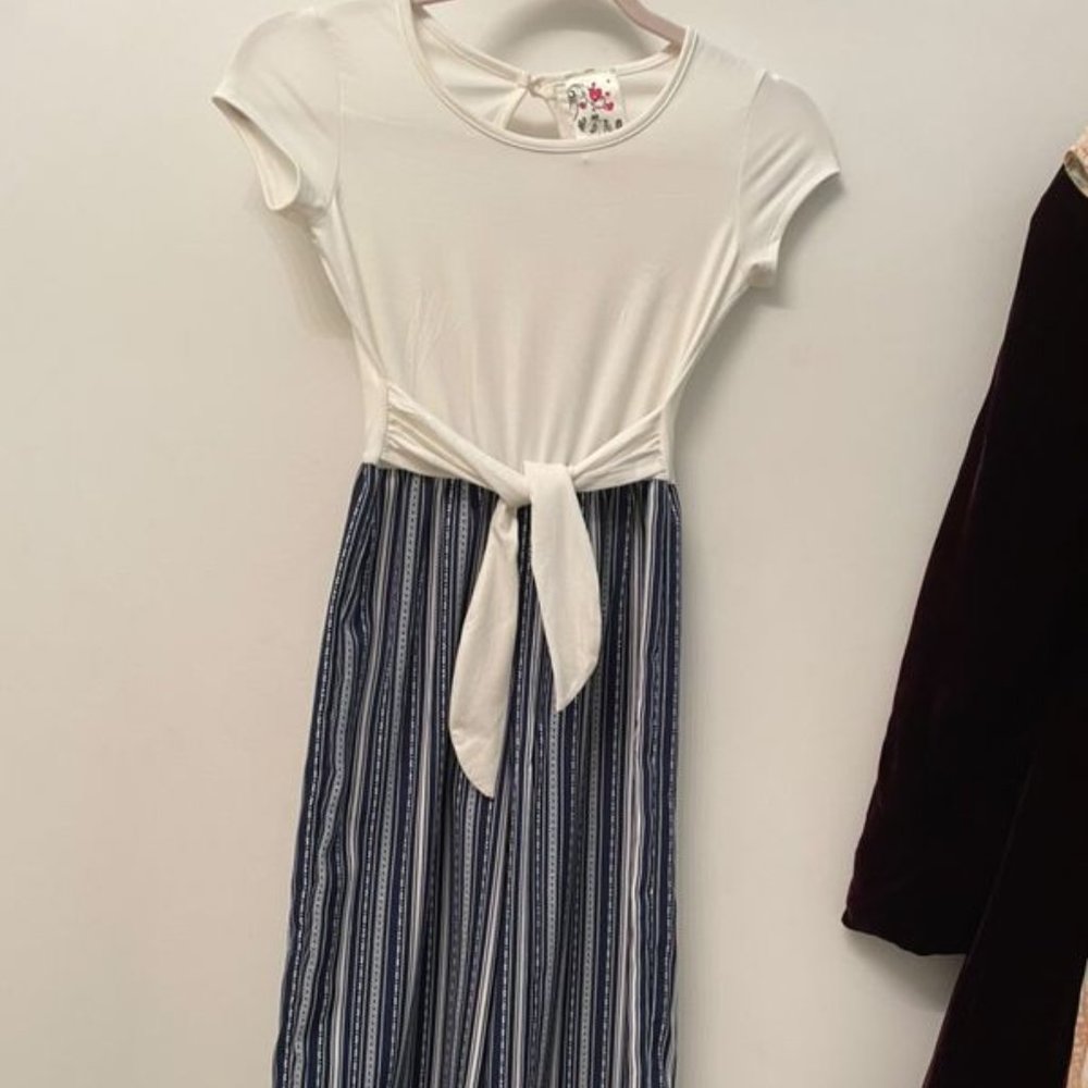 Blue and White Striped Jumpsuit